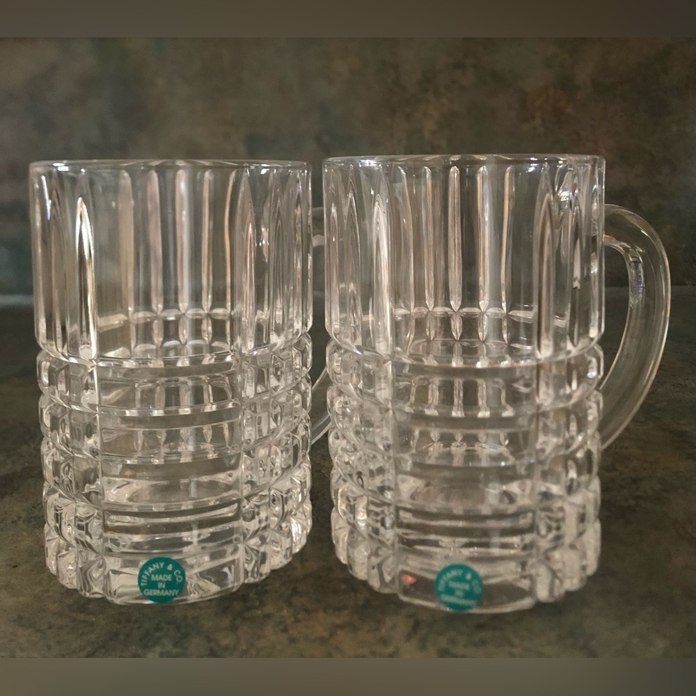 Tiffany & Co. Clear Glass Textured Mugs (Pair)
